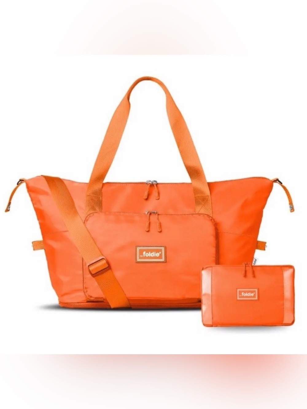 The Foldie 3.0 Orange Travel Tote Bag with Crossbody Strap